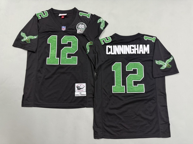 Men 2025 Philadelphia Eagles #12 Cunningham black Throwback Limited NFL Jersey style 001->philadelphia eagles->NFL Jersey